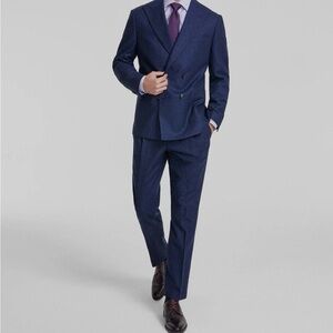 Tommy Hilfiger Men's Blue Navy Relaxed-Fit Wool 2 Piece Suit Jacket Pants